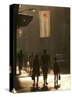 A Mother Walks Her Children to School in Old Havana, Cuba-null-Stretched Canvas