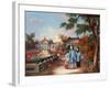 A Mother with Her Children in a Chinese Garden, circa 1850-null-Framed Giclee Print