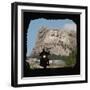 A Motorcyclist Rolls Through a Tunnel on Iron Mountain Road-null-Framed Photographic Print