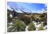 A Mountain Hut on the Hooker Valley Walk, with Mt. Cook in the Distance, New Zealand-Paul Dymond-Framed Photographic Print