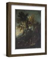 A Mountain Landscape with Pastoral Figures-Alessandro Magnasco-Framed Giclee Print