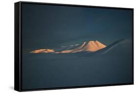 A Mountain Lit by Sunrise in Vatnajokull National Park in Northern Iceland-Alex Saberi-Framed Stretched Canvas