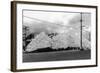 A Mountain of Oyster Shells View - South Bend, WA-Lantern Press-Framed Art Print