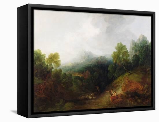 A Mountain Valley with Rustic Figures, C.1773-7-Thomas Gainsborough-Framed Stretched Canvas