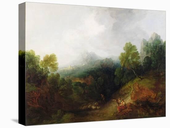 A Mountain Valley with Rustic Figures, C.1773-7-Thomas Gainsborough-Stretched Canvas