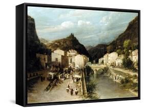 A Mountain Village, Italy-Silvestro Lega-Framed Stretched Canvas