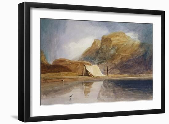 A Mountainous Lake with a Tent Pitched on the Shore-John Sell Cotman-Framed Giclee Print