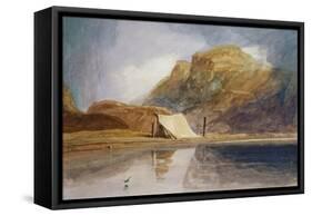 A Mountainous Lake with a Tent Pitched on the Shore-John Sell Cotman-Framed Stretched Canvas