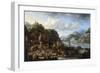 A Mountainous River Landscape with a Crowded Market Scene, 1661-Jan Peeters-Framed Giclee Print