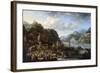 A Mountainous River Landscape with a Crowded Market Scene, 1661-Jan Peeters-Framed Giclee Print