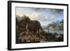 A Mountainous River Landscape with a Crowded Market Scene, 1661-Jan Peeters-Framed Giclee Print