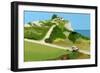 A moving truck runs on the coastal road-Hiroyuki Izutsu-Framed Giclee Print