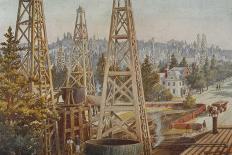 Oil Wells at Los Angeles-A. Muchton-Framed Stretched Canvas