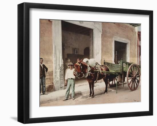 A Mule Cart in Havana Led by a Vendor-William Henry Jackson-Framed Photo