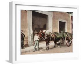 A Mule Cart in Havana Led by a Vendor-William Henry Jackson-Framed Photo