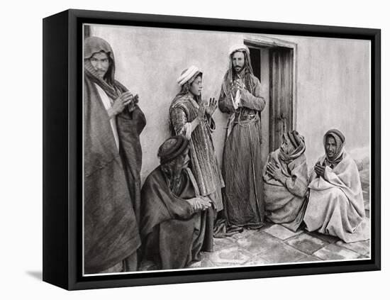 A Mullah Teaching a Prayer to a Young Man, Iraq, 1925-A Kerim-Framed Stretched Canvas