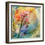 A Multicolor Translucent Floral Montage of a Dahlia-Alaya Gadeh-Framed Photographic Print