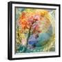 A Multicolor Translucent Floral Montage of a Dahlia-Alaya Gadeh-Framed Photographic Print