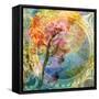 A Multicolor Translucent Floral Montage of a Dahlia-Alaya Gadeh-Framed Stretched Canvas