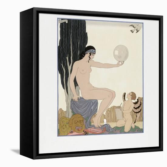 A Muse Inspires an Artist, 1929 (Engraving)-Georges Barbier-Framed Stretched Canvas