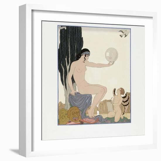 A Muse Inspires an Artist, 1929 (Engraving)-Georges Barbier-Framed Giclee Print