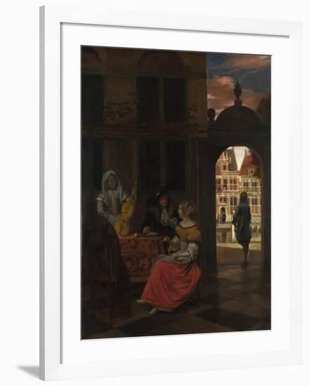 A Musical Party in a Courtyard, 1677-Pieter de Hooch-Framed Giclee Print