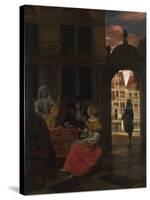 A Musical Party in a Courtyard, 1677-Pieter de Hooch-Stretched Canvas