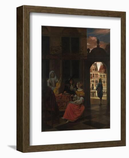 A Musical Party in a Courtyard, 1677-Pieter de Hooch-Framed Giclee Print