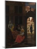 A Musical Party in a Courtyard, 1677-Pieter de Hooch-Mounted Giclee Print