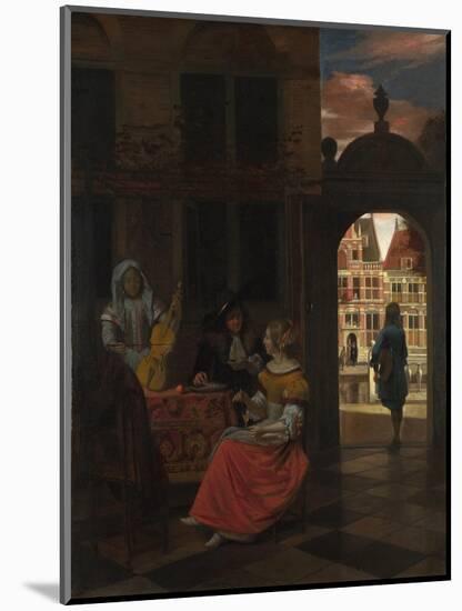 A Musical Party in a Courtyard, 1677-Pieter de Hooch-Mounted Giclee Print