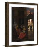 A Musical Party in a Courtyard, 1677-Pieter de Hooch-Framed Giclee Print