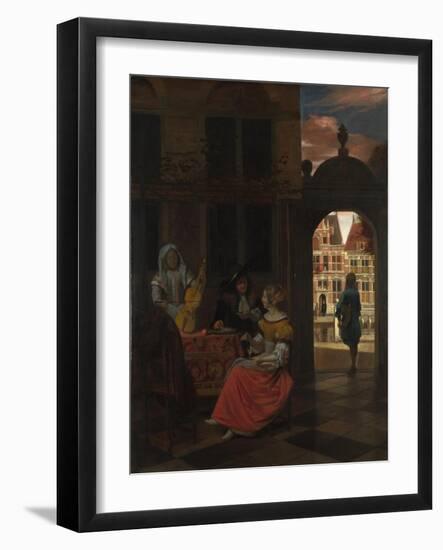 A Musical Party in a Courtyard, 1677-Pieter de Hooch-Framed Giclee Print