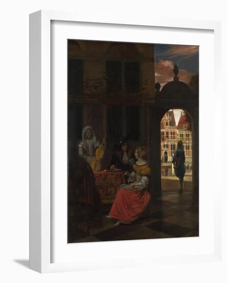 A Musical Party in a Courtyard, 1677-Pieter de Hooch-Framed Giclee Print