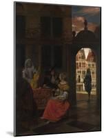 A Musical Party in a Courtyard, 1677-Pieter de Hooch-Mounted Giclee Print