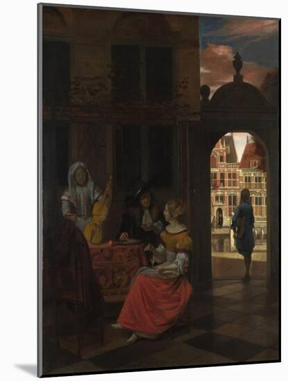 A Musical Party in a Courtyard, 1677-Pieter de Hooch-Mounted Giclee Print