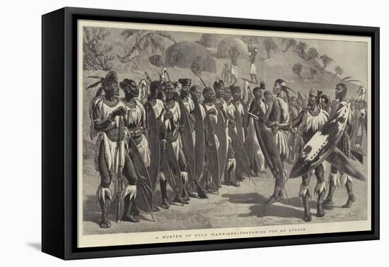 A Muster of Zulu Warriors, Preparing for an Attack-null-Framed Stretched Canvas