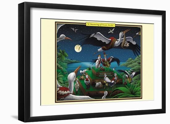 A Mustering of Incan Storks-Richard Kelly-Framed Art Print