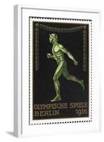 A Naked Athlete Running. Germany 1916 Berlin Olympic Games Poster Stamp, Unused-null-Framed Giclee Print