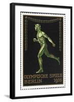 A Naked Athlete Running. Germany 1916 Berlin Olympic Games Poster Stamp, Unused-null-Framed Giclee Print