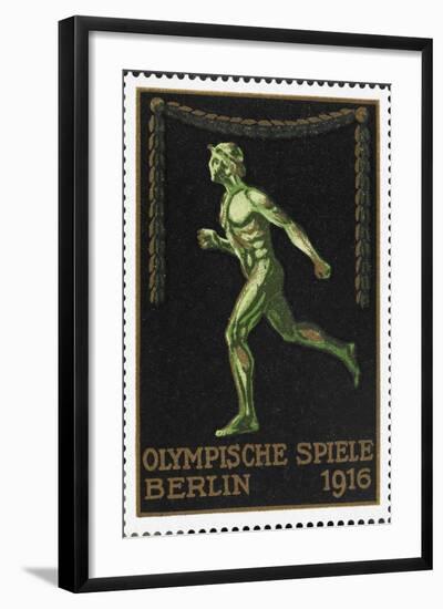 A Naked Athlete Running. Germany 1916 Berlin Olympic Games Poster Stamp, Unused-null-Framed Giclee Print