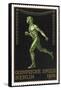 A Naked Athlete Running. Germany 1916 Berlin Olympic Games Poster Stamp, Unused-null-Framed Stretched Canvas