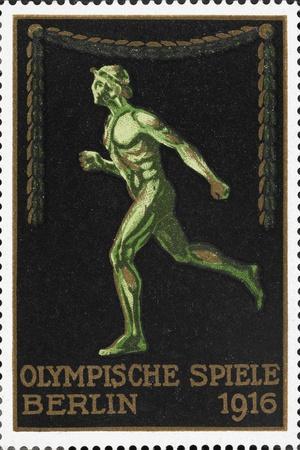 'A Naked Athlete Running. Germany 1916 Berlin Olympic Games Poster
