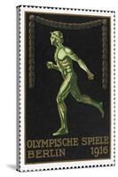 A Naked Athlete Running. Germany 1916 Berlin Olympic Games Poster Stamp, Unused-null-Stretched Canvas