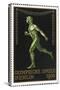 A Naked Athlete Running. Germany 1916 Berlin Olympic Games Poster Stamp, Unused-null-Stretched Canvas