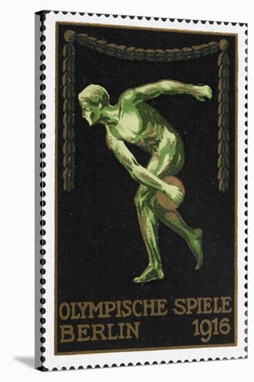 A Naked Discus Thrower. Germany 1916 Berlin Olympic Games Poster Stamp, Unused-null-Stretched Canvas