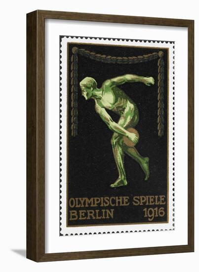 A Naked Discus Thrower. Germany 1916 Berlin Olympic Games Poster Stamp, Unused-null-Framed Giclee Print