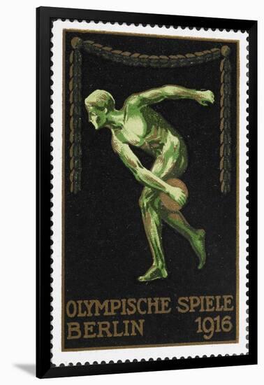 A Naked Discus Thrower. Germany 1916 Berlin Olympic Games Poster Stamp, Unused-null-Framed Giclee Print