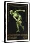 A Naked Discus Thrower. Germany 1916 Berlin Olympic Games Poster Stamp, Unused-null-Framed Stretched Canvas