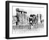 A Naked Hippy Watches Stonehenge from Behind Barb Wire on Summer Solstice-null-Framed Premium Photographic Print