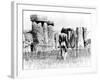 A Naked Hippy Watches Stonehenge from Behind Barb Wire on Summer Solstice-null-Framed Photographic Print